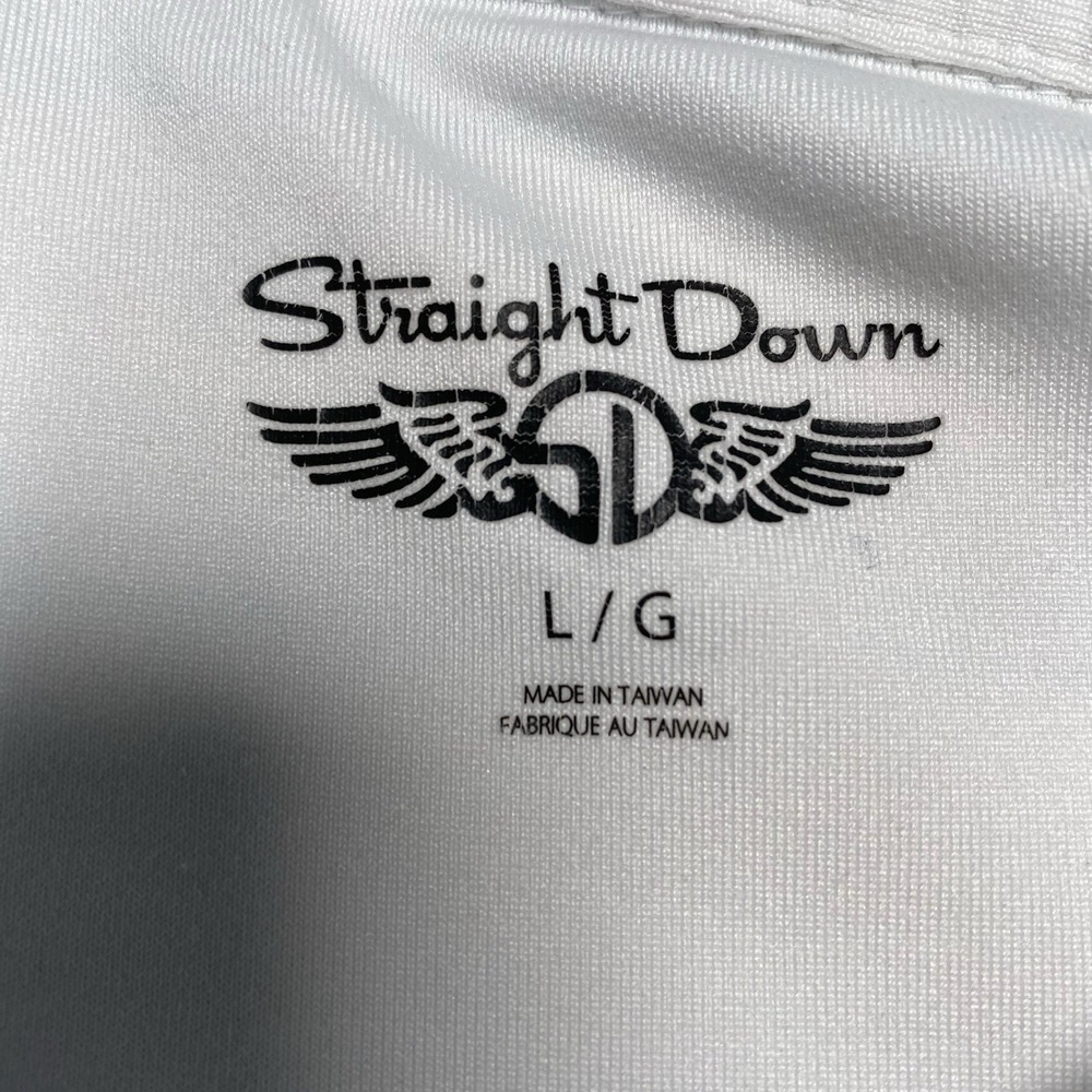 The Bridges Straight Down Golf Polo L Mens White Light Blue Stripe Performance - Picture 7 of 11